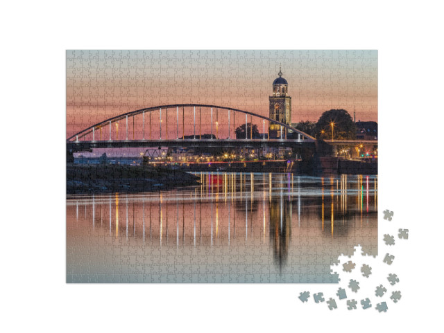 Puzzel 1000 stukjes „Deventer Brug bij zonsondergang“