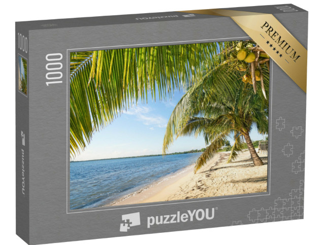 Puzzel 1000 stukjes „Strandpalm en turquoise zee bij Playa Larga, Cuba“