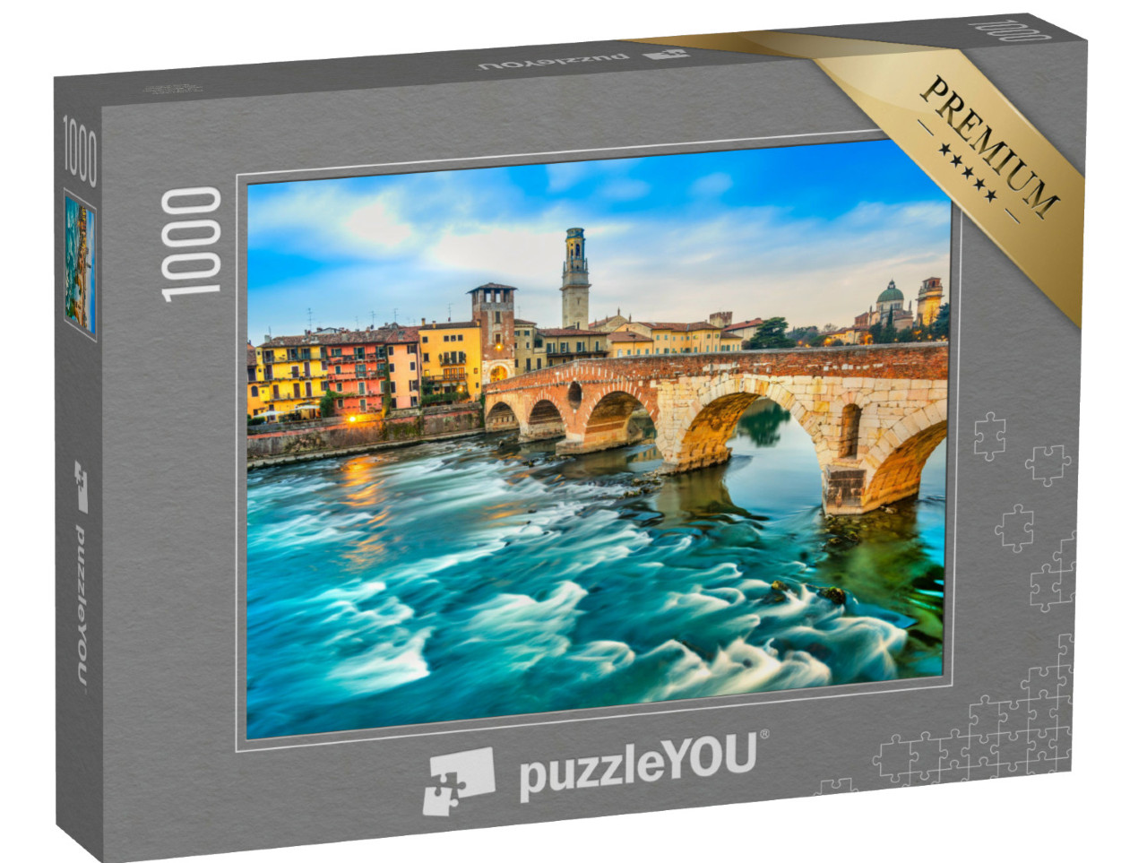 Puzzel 1000 stukjes „Adige en Ponte di Pietra in Verona, Italië“