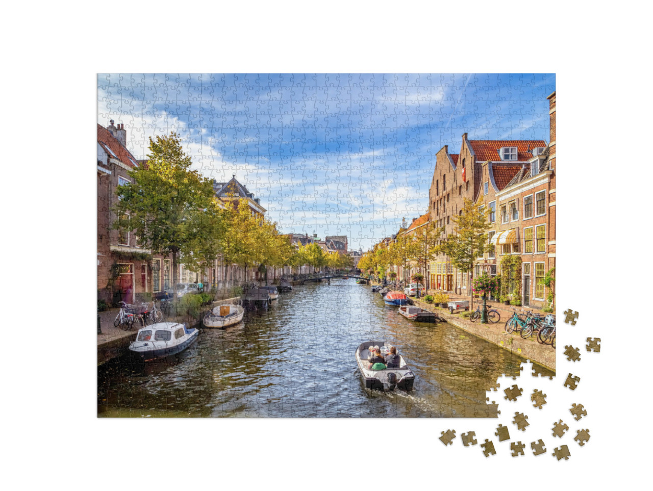 Puzzel 1000 stukjes „Historische stad Leiden, Nederland“