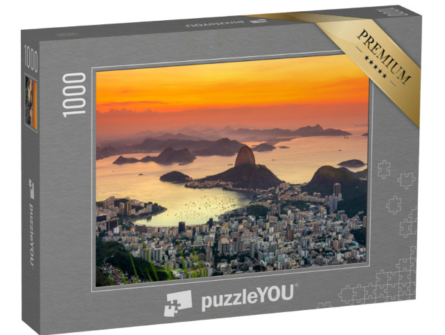 Puzzel 1000 stukjes „Zonsondergang op de Suikerbroodberg, Rio de Janeiro, Brazilië“