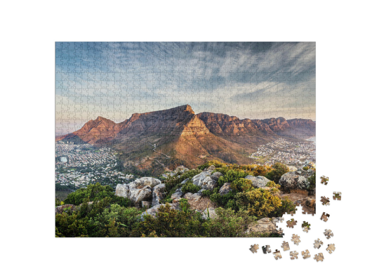 Puzzel 1000 stukjes „Tafelberg bij zonsondergang“
