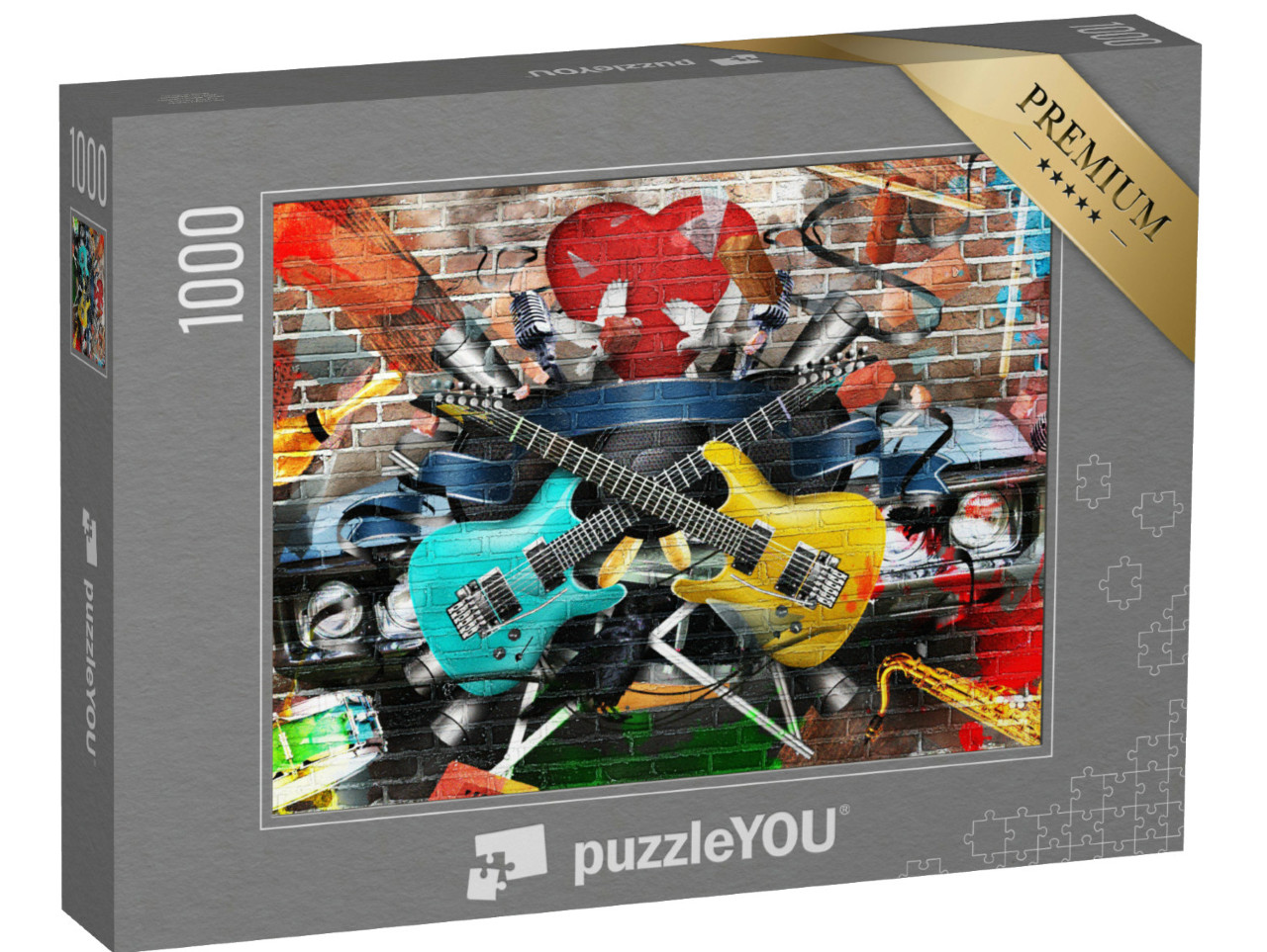 Puzzel 1000 stukjes „Graffiticollage van muziek en kleur“