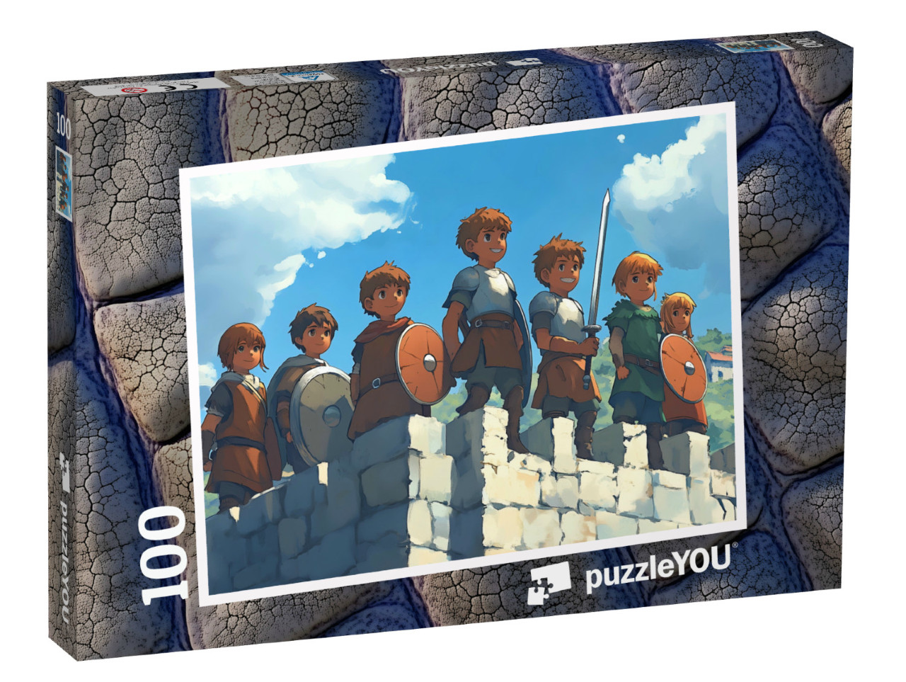 Puzzel 100 stukjes „De kasteelmuren van de roversbende“
