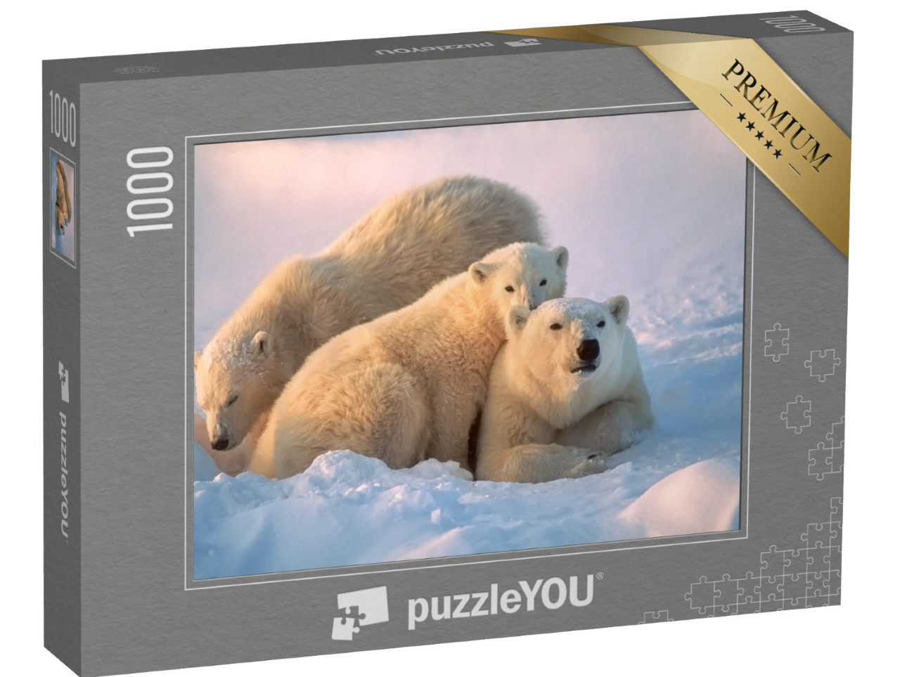 Puzzel 1000 stukjes „Ijsbeer met haar welpen“