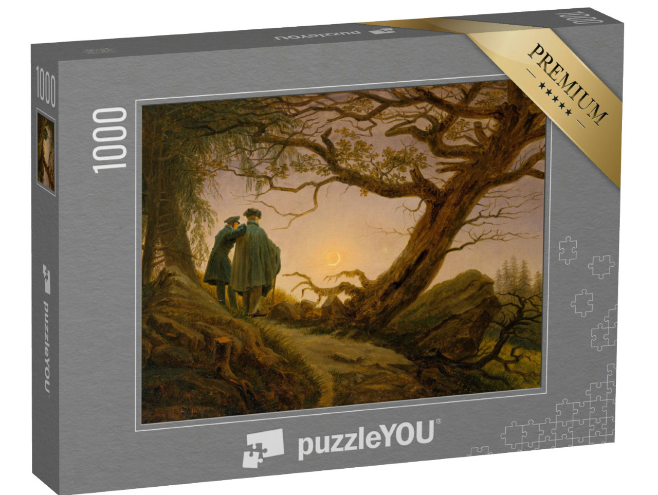 Puzzel 1000 stukjes „Caspar David Friedrich - Twee mannen kijken naar de maan“