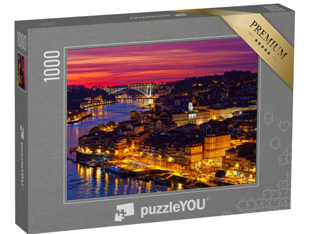 Puzzel 1000 stukjes „Prachtige oude stad van Porto bij zonsondergang, Portugal“