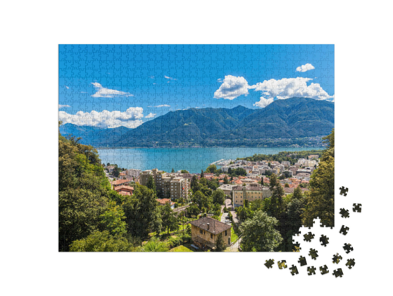 Puzzel 1000 stukjes „Luchtfoto van de stad Locarno“