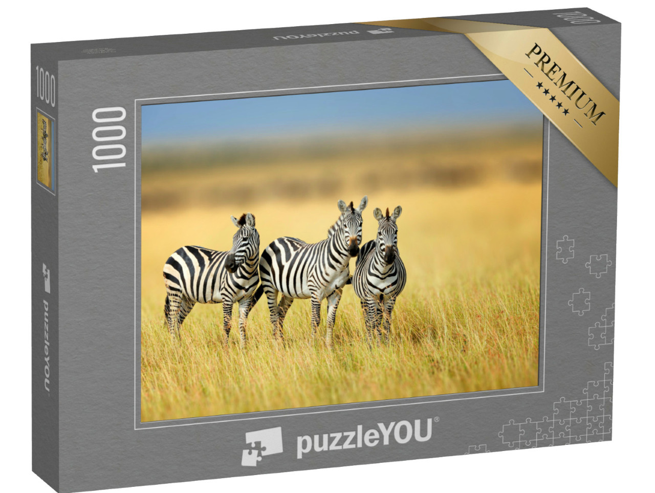 Puzzel 1000 stukjes „Drie zebra's in het Keniaanse nationale park“