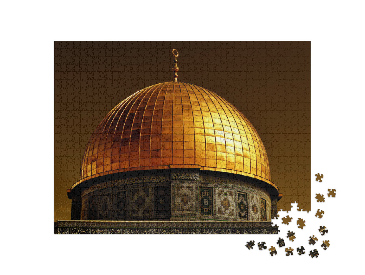 Puzzel 1000 stukjes „Koepel van de Rotskoepel in Jeruzalem, Israël, bedekt met 80 kilo goud“