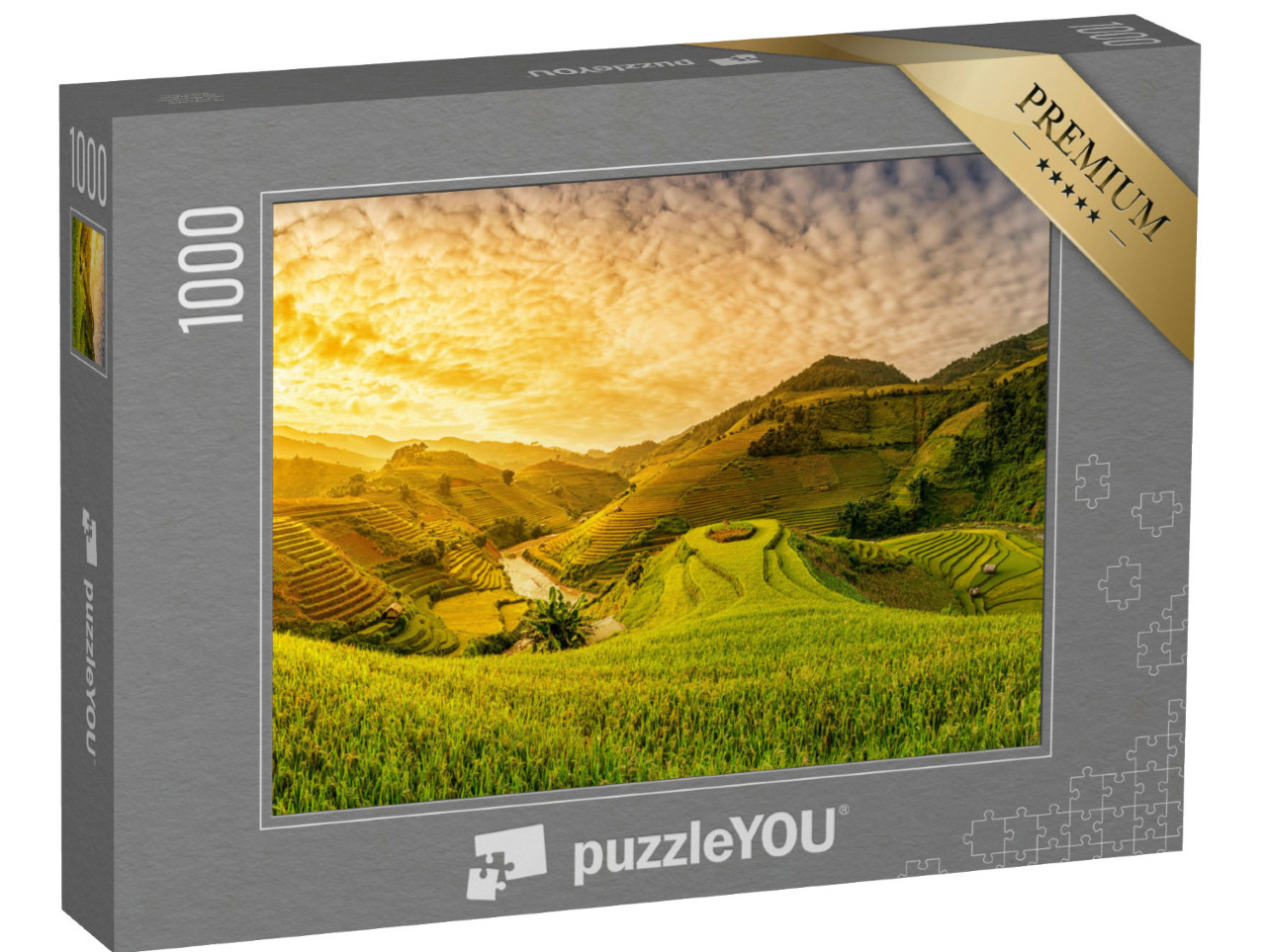 Puzzel 1000 stukjes „Groene rijstvelden op terrassen in Muchangchai, Vietnam“