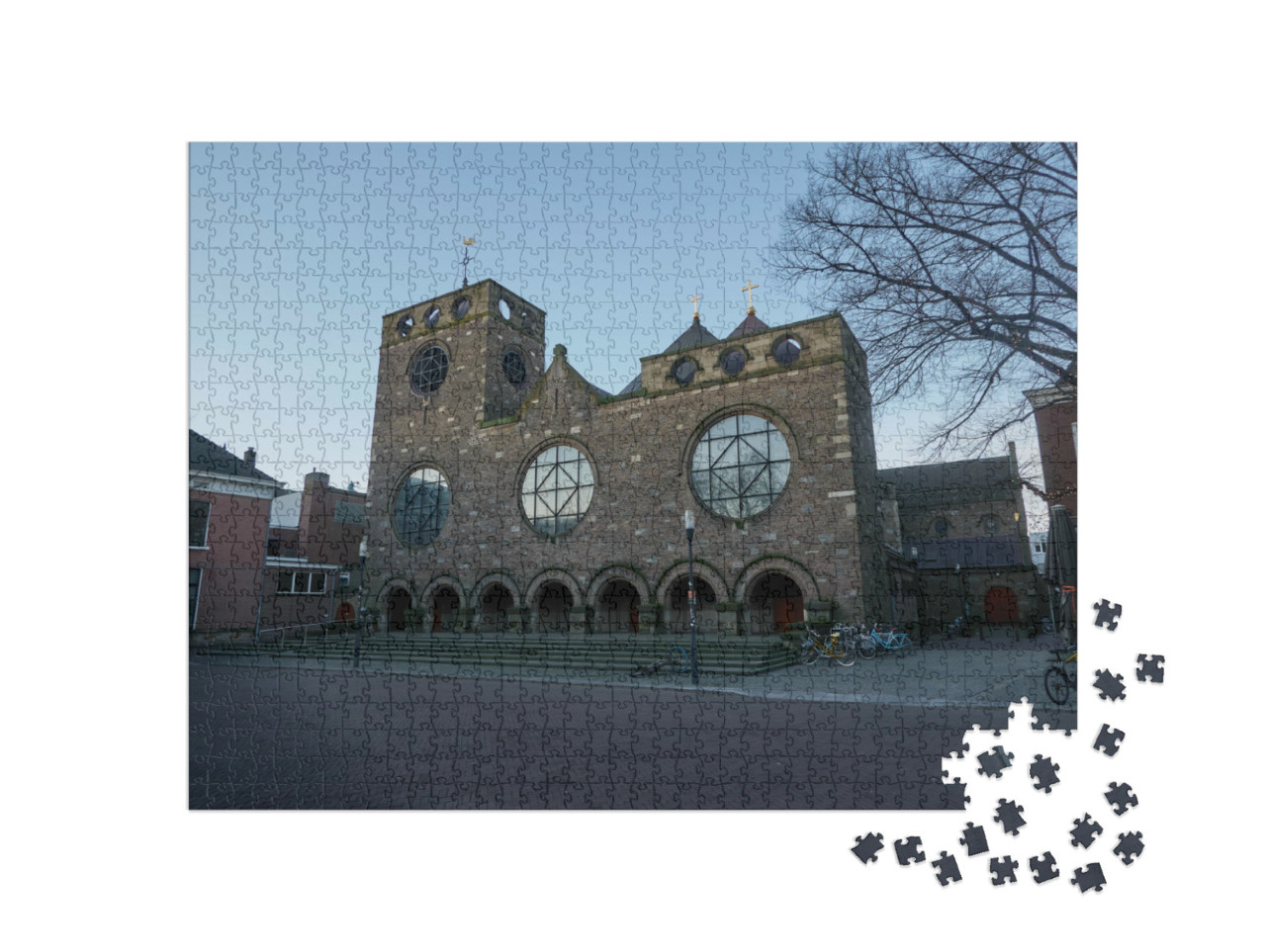 Puzzel 1000 stukjes „Enschede, Nederland, de neoromaanse Sint-Jacobskerk“