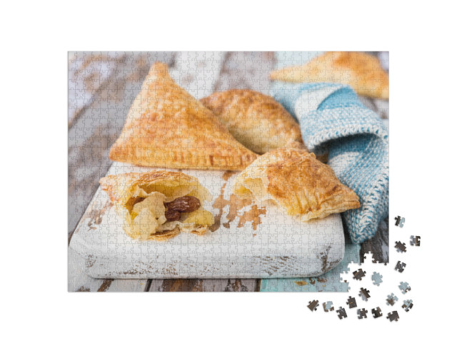 Puzzel 1000 stukjes „Zelfgemaakte appelpannenkoeken gevuld met appels“