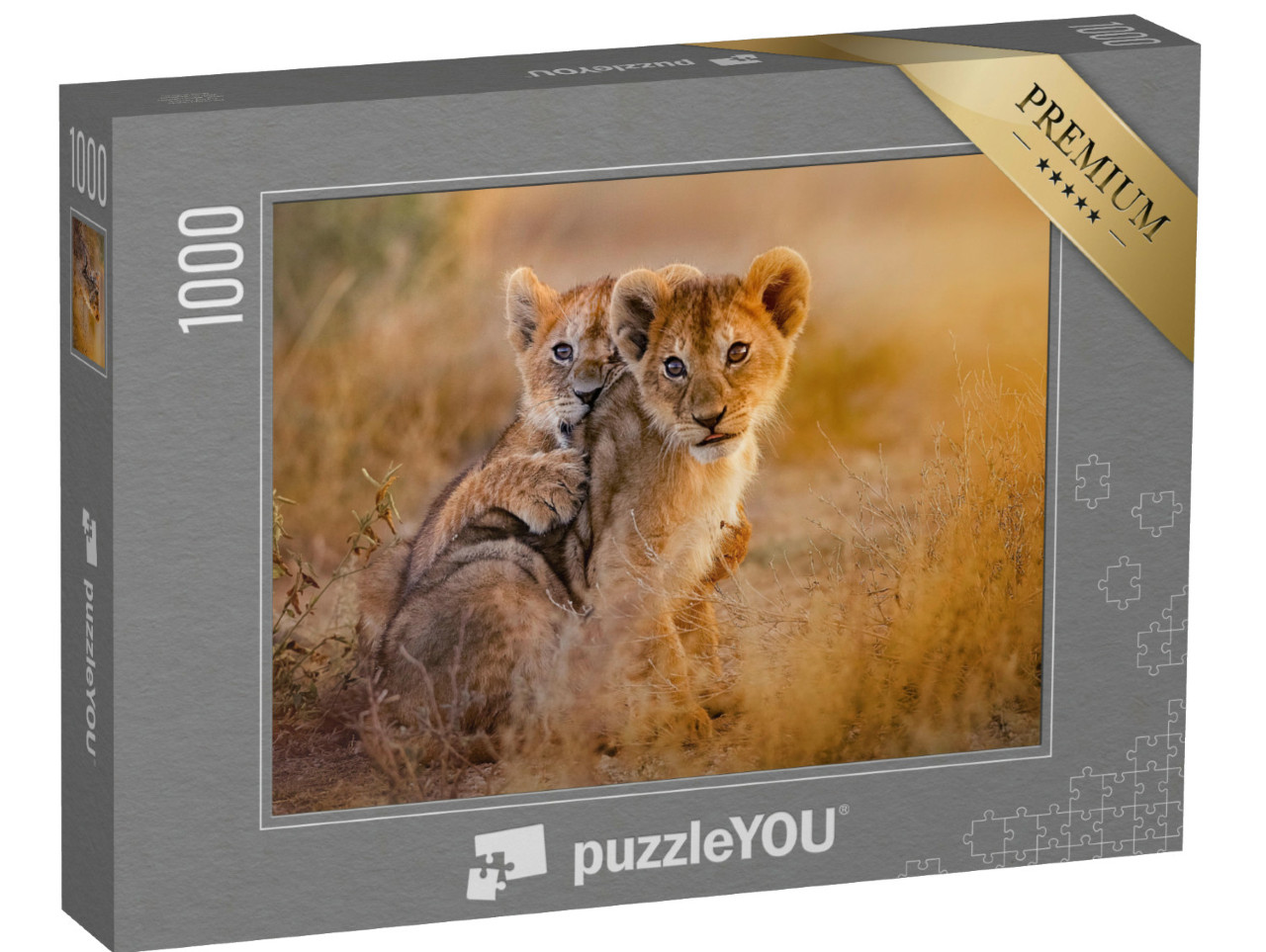 Puzzel 1000 stukjes „Spelende leeuwenwelpjes“