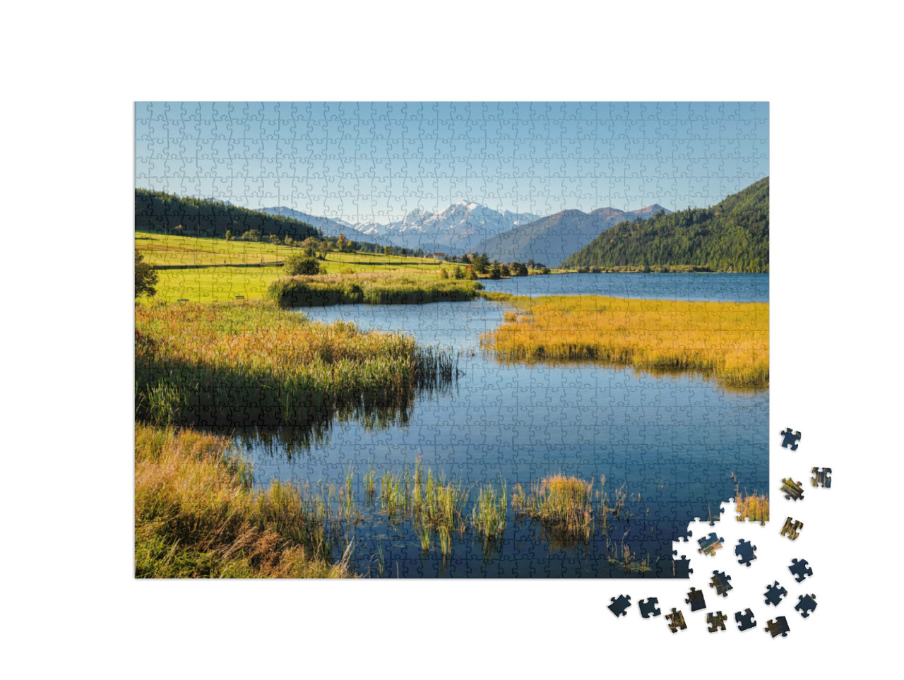 Puzzel 1000 stukjes „Voorbij de Oostenrijks-Italiaanse grens en de Reschenpas“