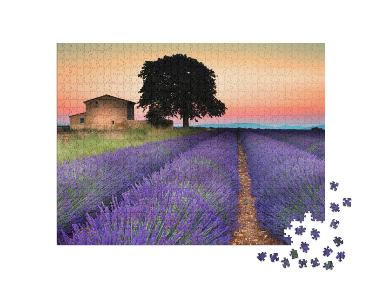 Puzzel 1000 stukjes „Zonsondergang boven de Provence, Frankrijk“