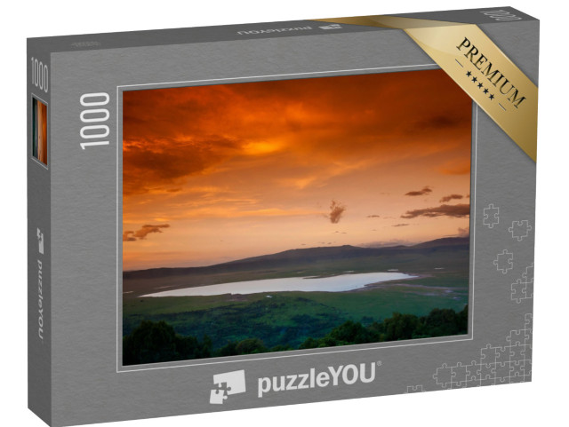 Puzzel 1000 stukjes „Afrikaanse zonsondergang boven de Ngorongoro krater, Tanzania“