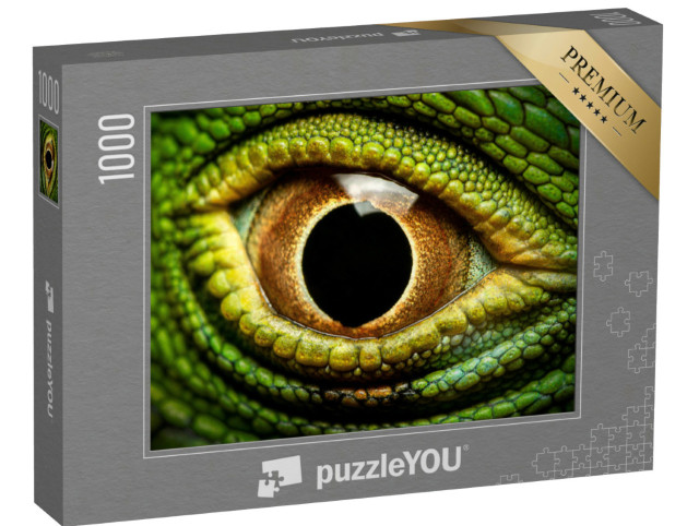 Puzzel 1000 stukjes „Macrobeeld van het oog van een groene leguaan“