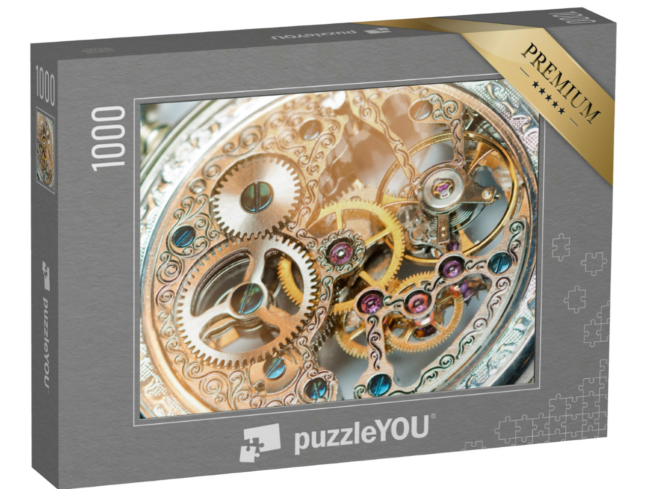 Puzzel 1000 stukjes „Close-up van een prachtig oud uurwerk“