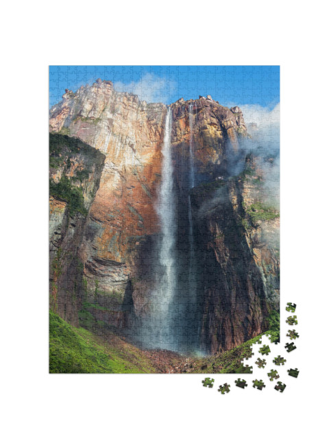 Puzzel 1000 stukjes „Hoogste waterval ter wereld: Angel Falls of Salto Angel, 978 m, Venezuela“