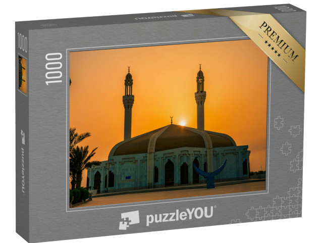 Puzzel 1000 stukjes „Moskee en minaret bij zonsondergang, Jeddah, Saoedi-Arabië“