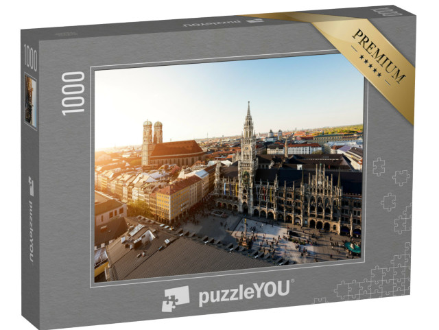 Puzzel 1000 stukjes „Luchtfoto: oude stadhuis en Marienplatz, München, Beieren“