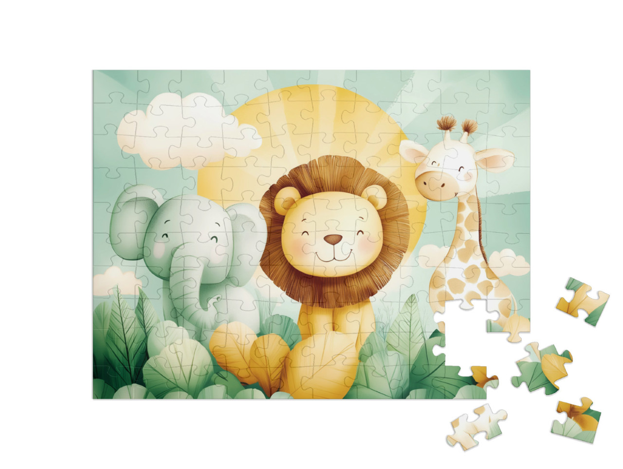 Puzzel 100 stukjes „Vrienden van de savanne“