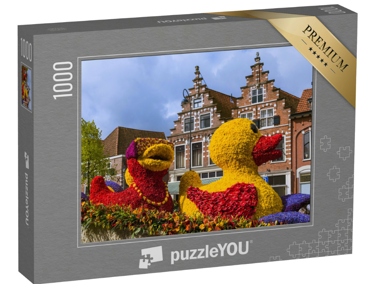 Puzzel 1000 stukjes „Standbeeld van tulpen bij bloemencorso in Haarlem“