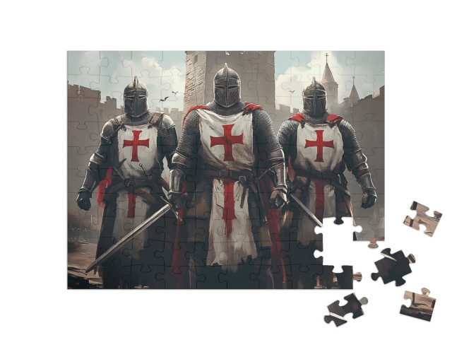 Puzzel 100 stukjes „Drie Tempeliers: klaar voor de strijd“