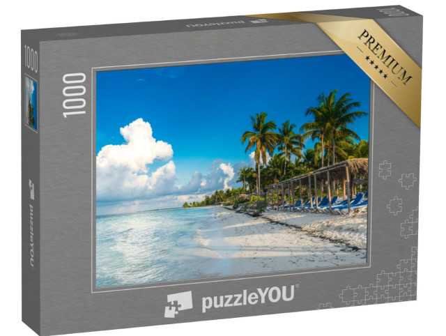 Puzzel 1000 stukjes „Een stoel voor de Caribische Zee op het strand, Cayo Gulliermo, Cuba“