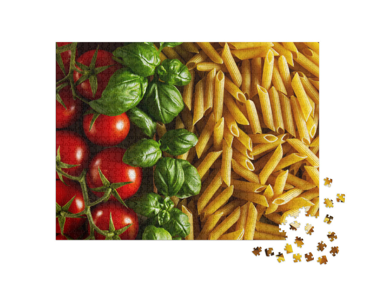 Puzzel 1000 stukjes „Pasta, tomaten en basilicum“