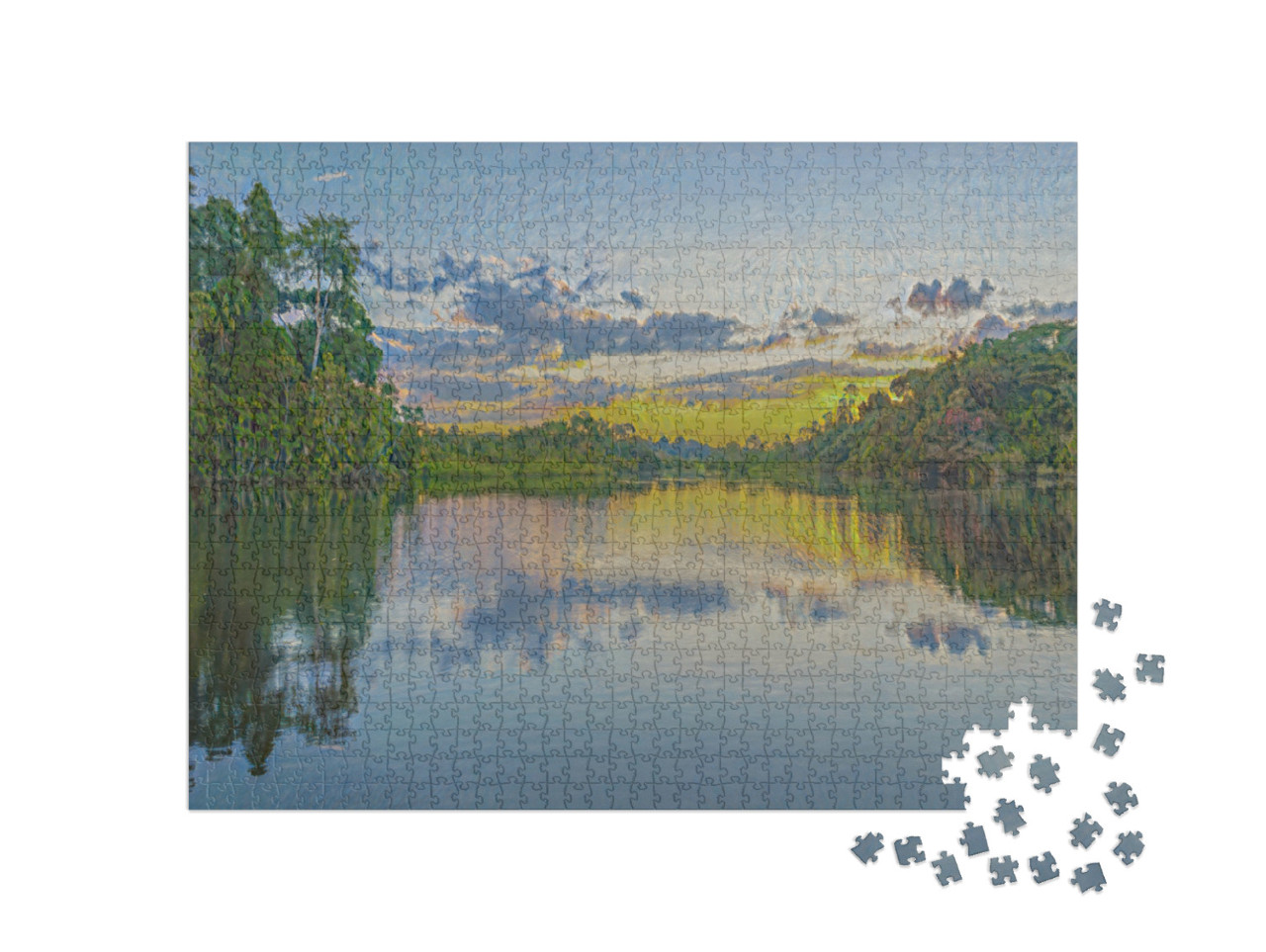 Puzzel 1000 stukjes „in de kunststijl van Claude Monet - Zonsondergang in het Amazonegebied“