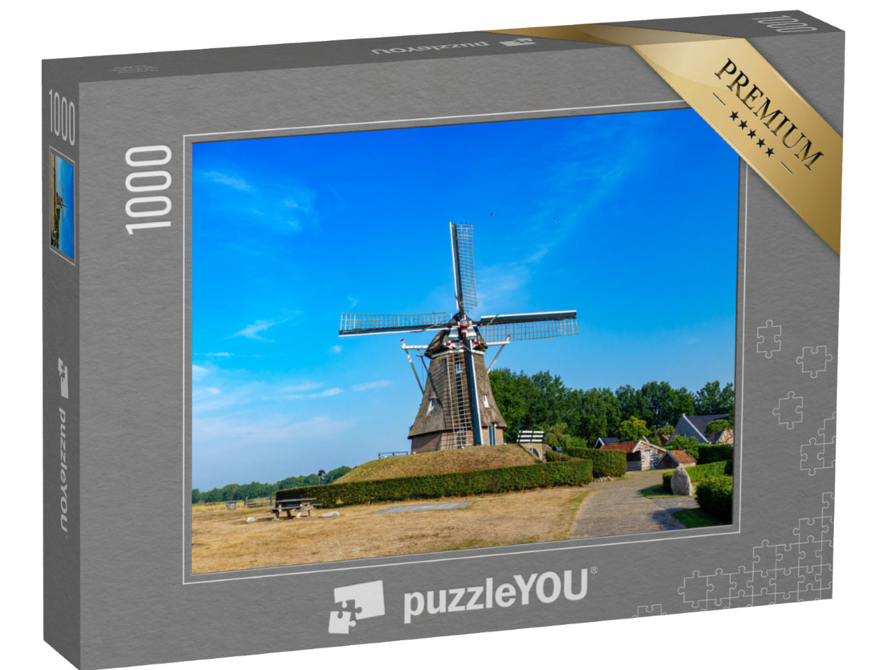 Puzzel 1000 stukjes „Jantina Hellingmolen - Typisch Nederlandse windmolen in Aalden, Coevorden, Nederland“