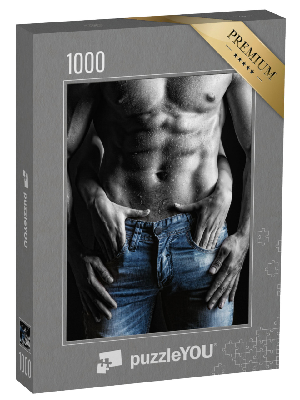 Puzzel 1000 stukjes „Sexy: Haar handen op zijn jeans“