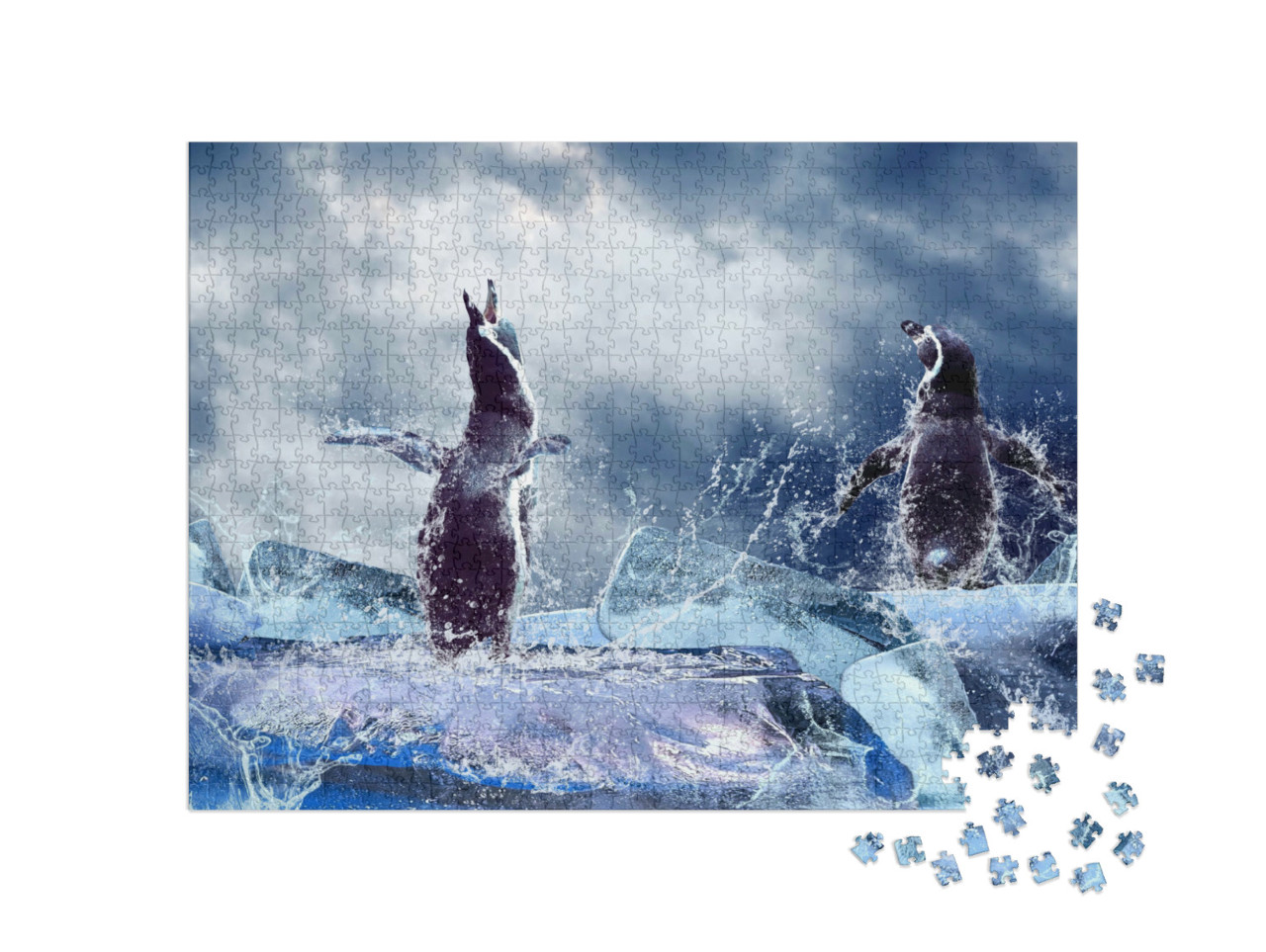 Puzzel 1000 stukjes „Een pinguïn op het ijs“