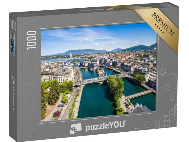 Puzzel 1000 stukjes „Meer van Genève en Genève in Zwitserland“