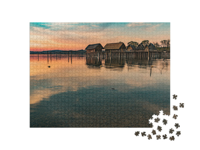 Puzzel 1000 stukjes „Stapelwoningen in Unteruhldingen aan het Bodenmeer“