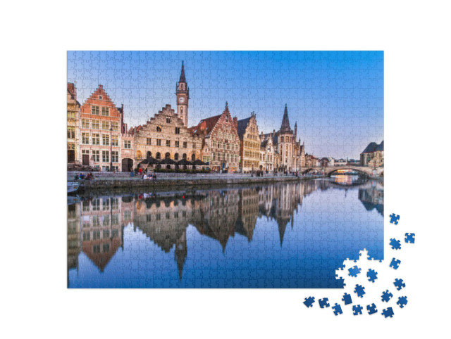 Puzzel 1000 stukjes „Pittoreske middeleeuwse gebouwen, Gent, België“