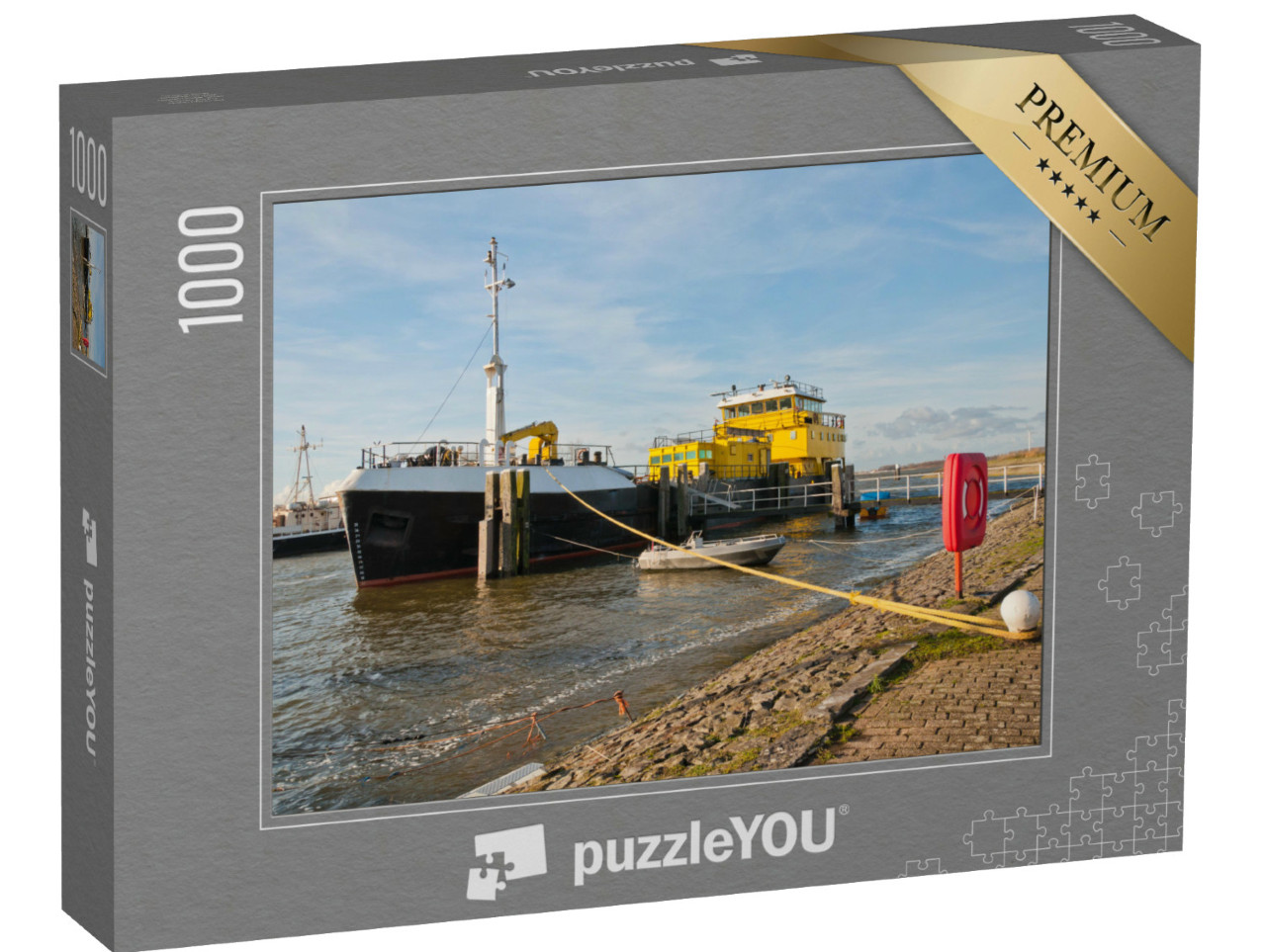 Puzzel 1000 stukjes „Een kleine haven bij het Nederlandse dorp Moerdijk“