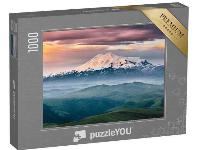 Puzzel 1000 stukjes „De berg Elbrus bij zonsopgang, Noord-Kaukasus, Rusland“