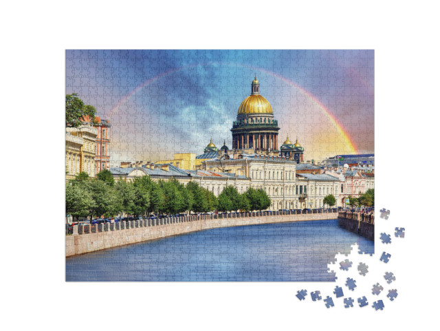 Puzzel 1000 stukjes „Sint-Isaakskathedraal aan de Mojka-rivier, Sint-Petersburg, Rusland“