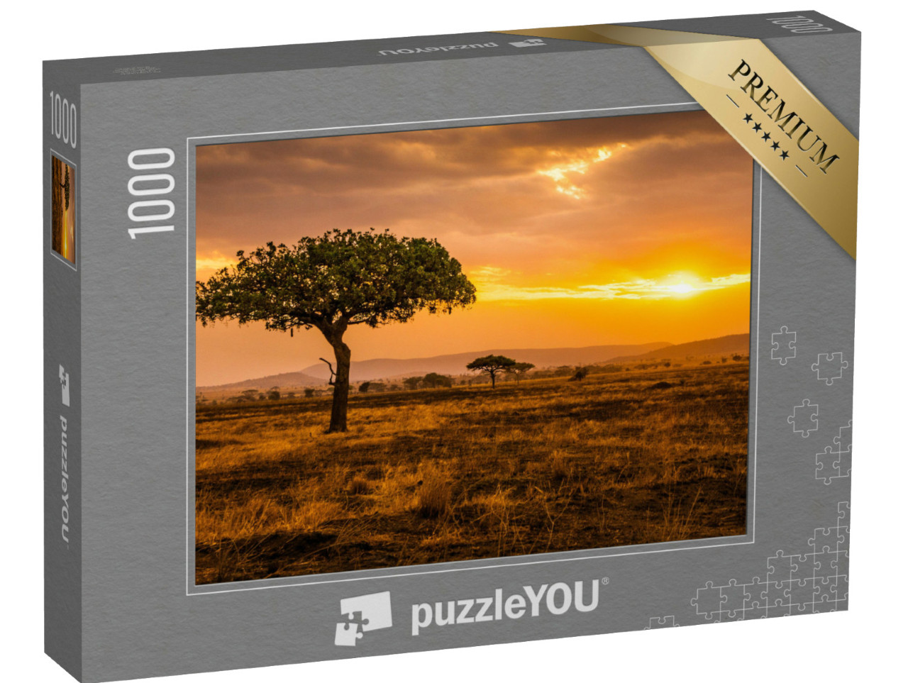Puzzel 1000 stukjes „Gouden zonsondergang in de Serengeti, Kenia“