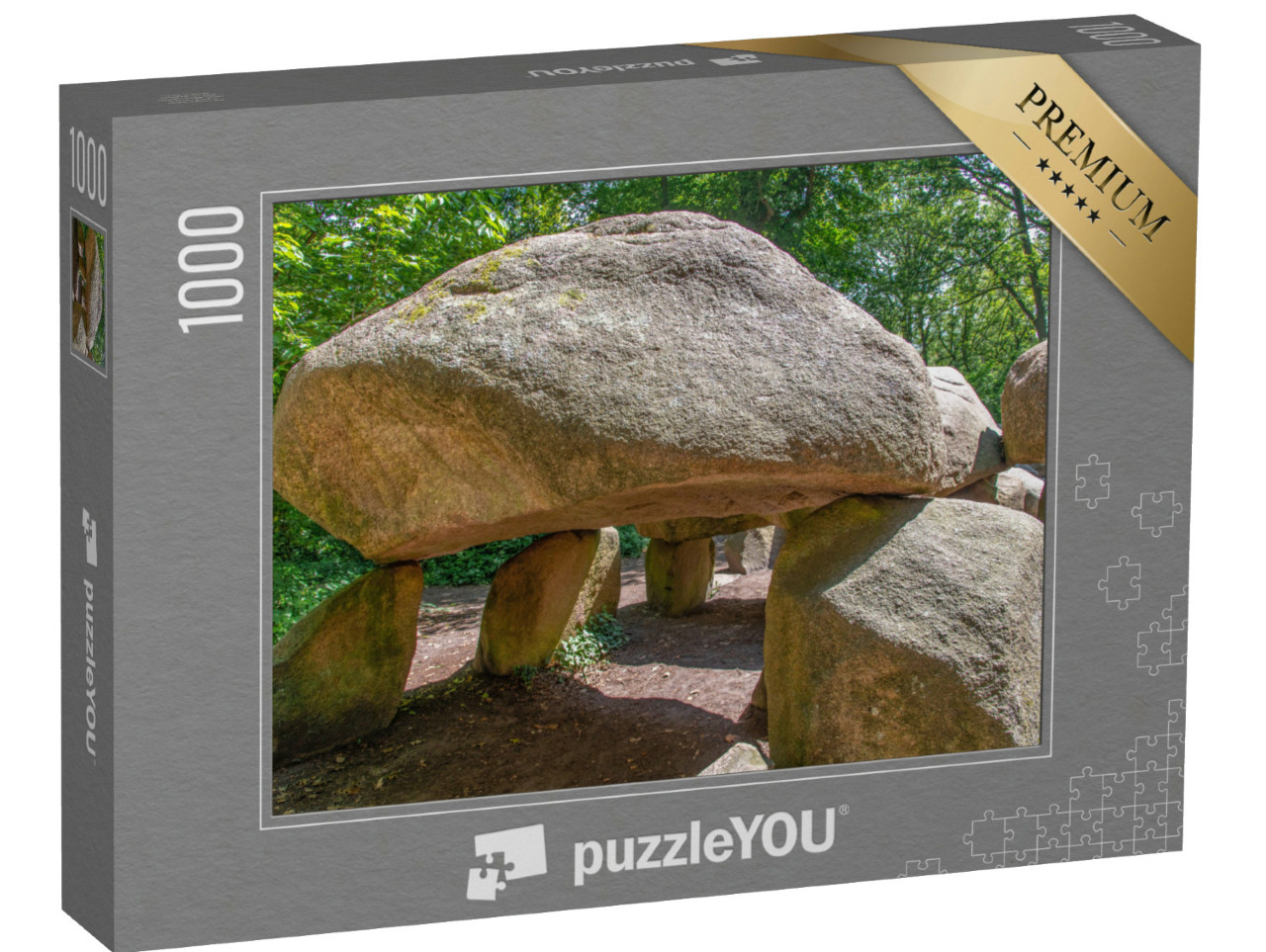 Puzzel 1000 stukjes „Close-up van hunebed D27 bij Borger in Nederland“