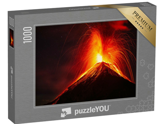 Puzzel 1000 stukjes „Nachtelijke uitbarsting van de vuurvulkaan, Guatemala“