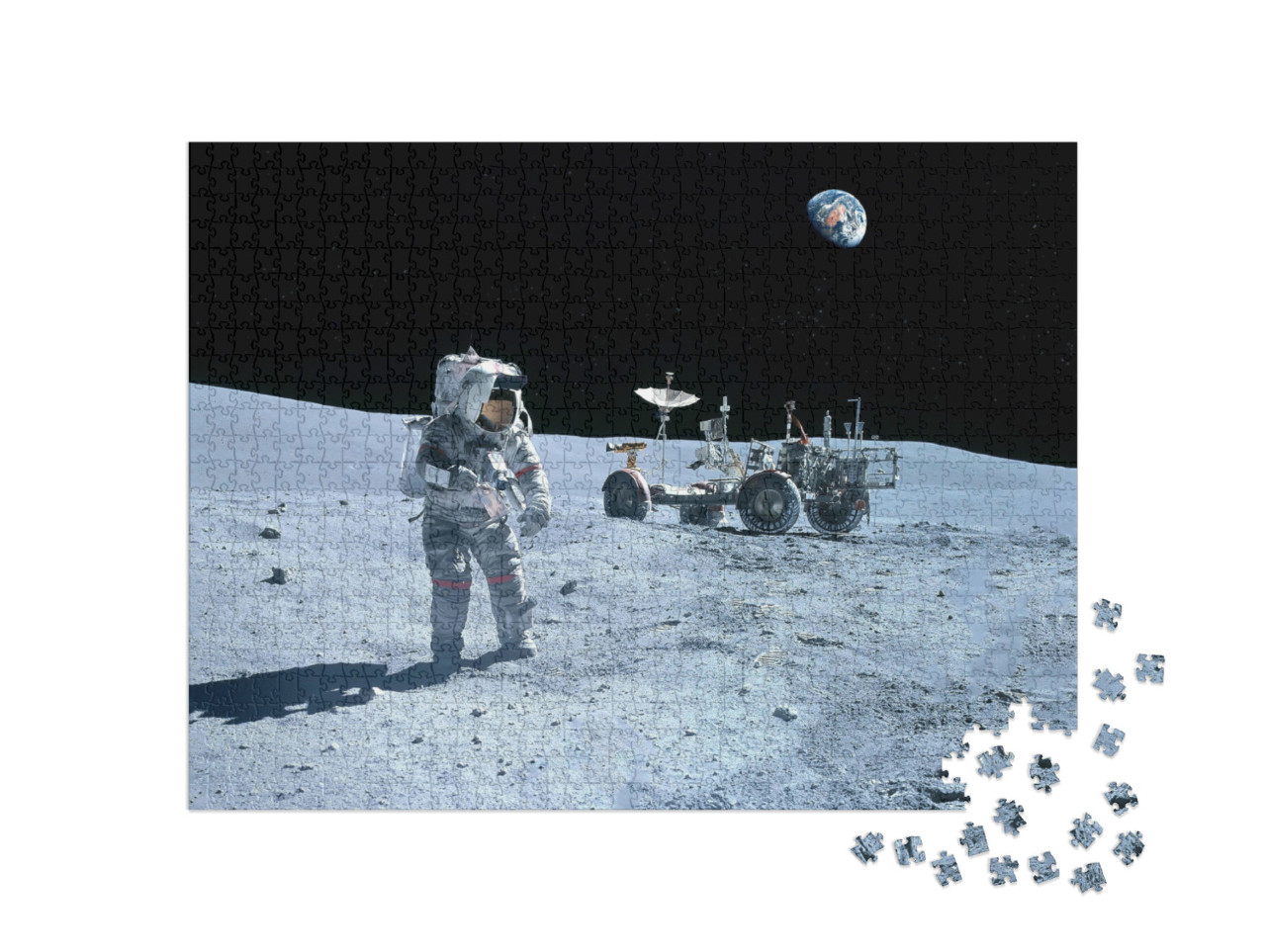 Puzzel 1000 stukjes „Een astronaut op de maanrover“