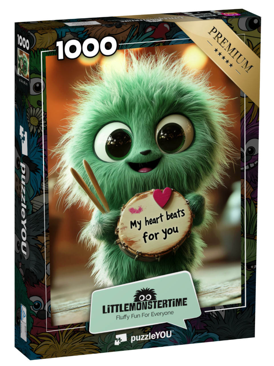 Puzzel 1000 stukjes „LITTLEMONSTERTIME: My heart beats for you“