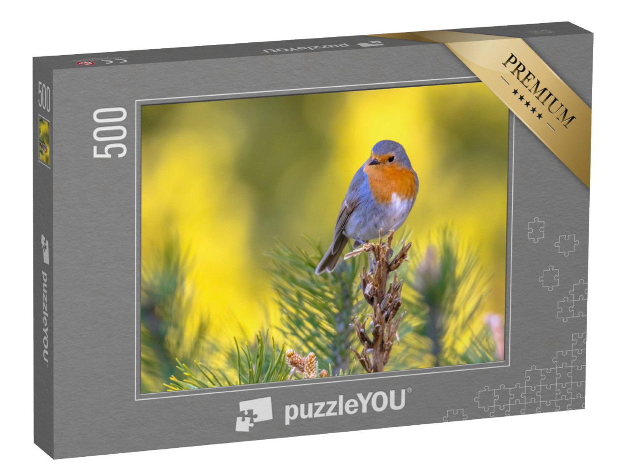 Puzzel 500 stukjes „Roodborstje op een groene tak“
