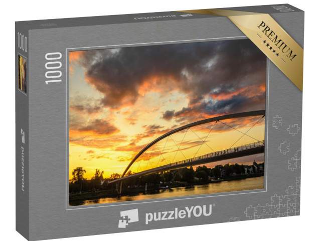 Puzzel 1000 stukjes „Brug over de rivier bij zonsondergang“
