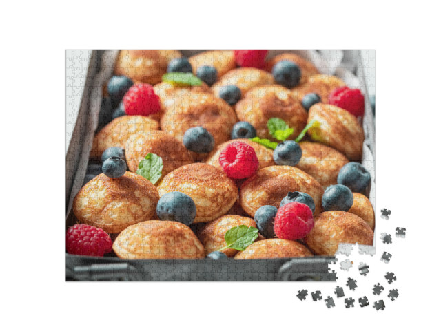 Puzzel 1000 stukjes „Zoete mini-pannenkoekjes "Poffertjes" met fruit“