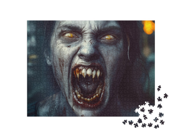 Puzzel 1000 stukjes „Zombie met scherpe tanden, Halloween“